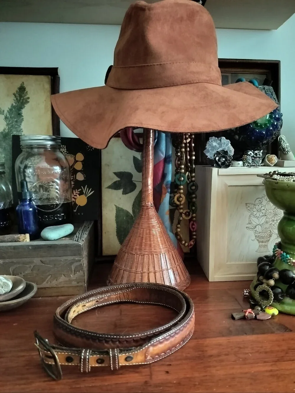 Hand Tooled Leather Western Ranger Belt 36 Aged Honest Wear Strong True Vintage